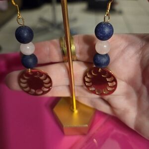 Elegant Gold and Blue Earrings